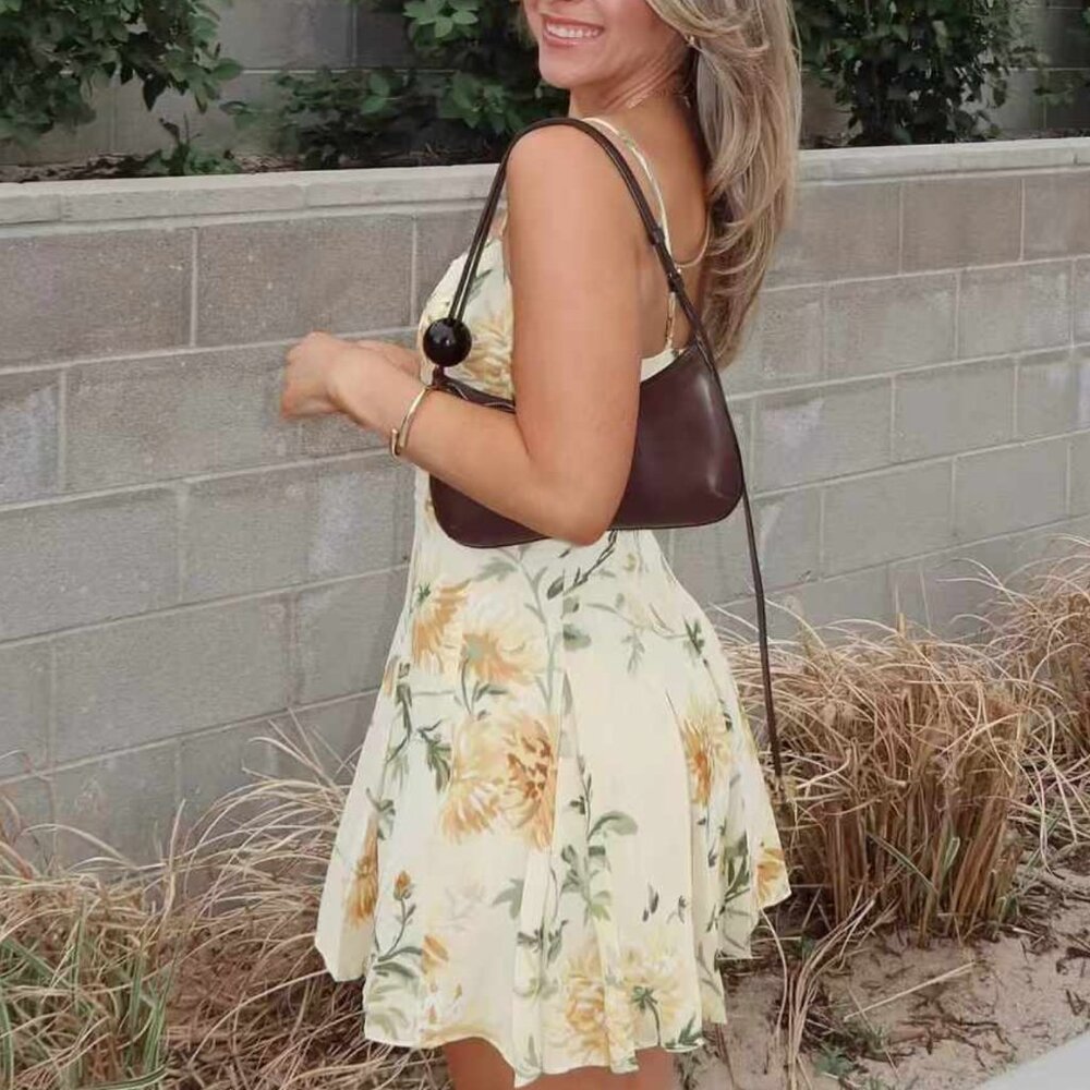 Reformation Floral Mini Dress in Cream and Yellow